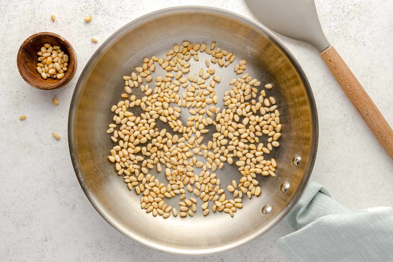 Toasted Pine Nuts on a Skillet 