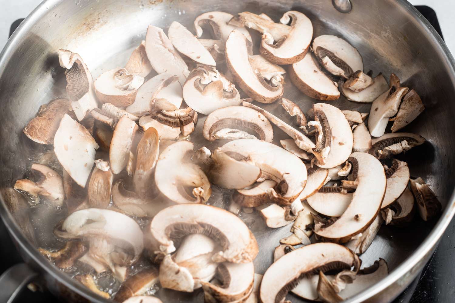 Mushroom Seared on Skillet for Farro Grain Bowls 