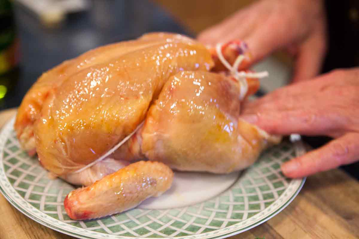 How to roast chicken - slather in oil