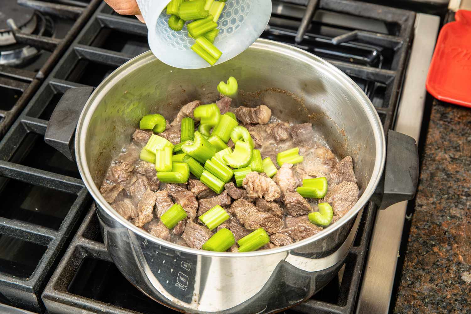 Celery Pieces Added to Easy Beef Stew