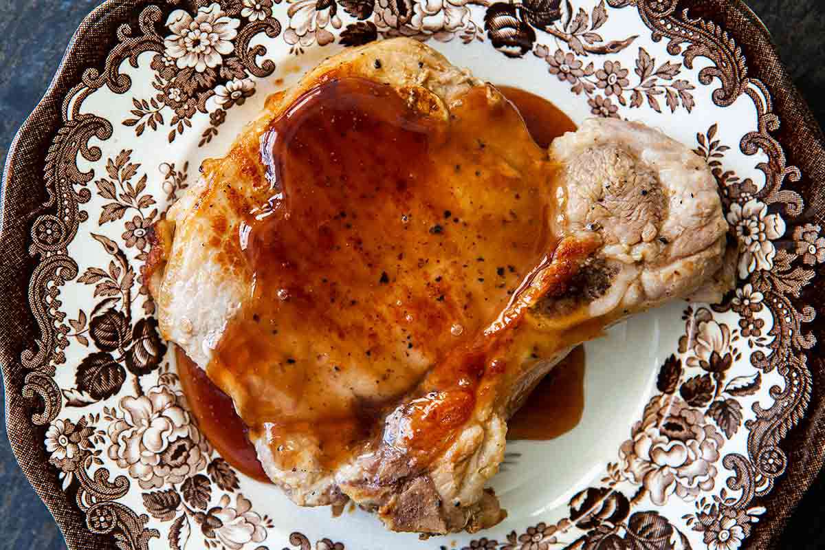 A plate of sweet sour pork chops ready to serve