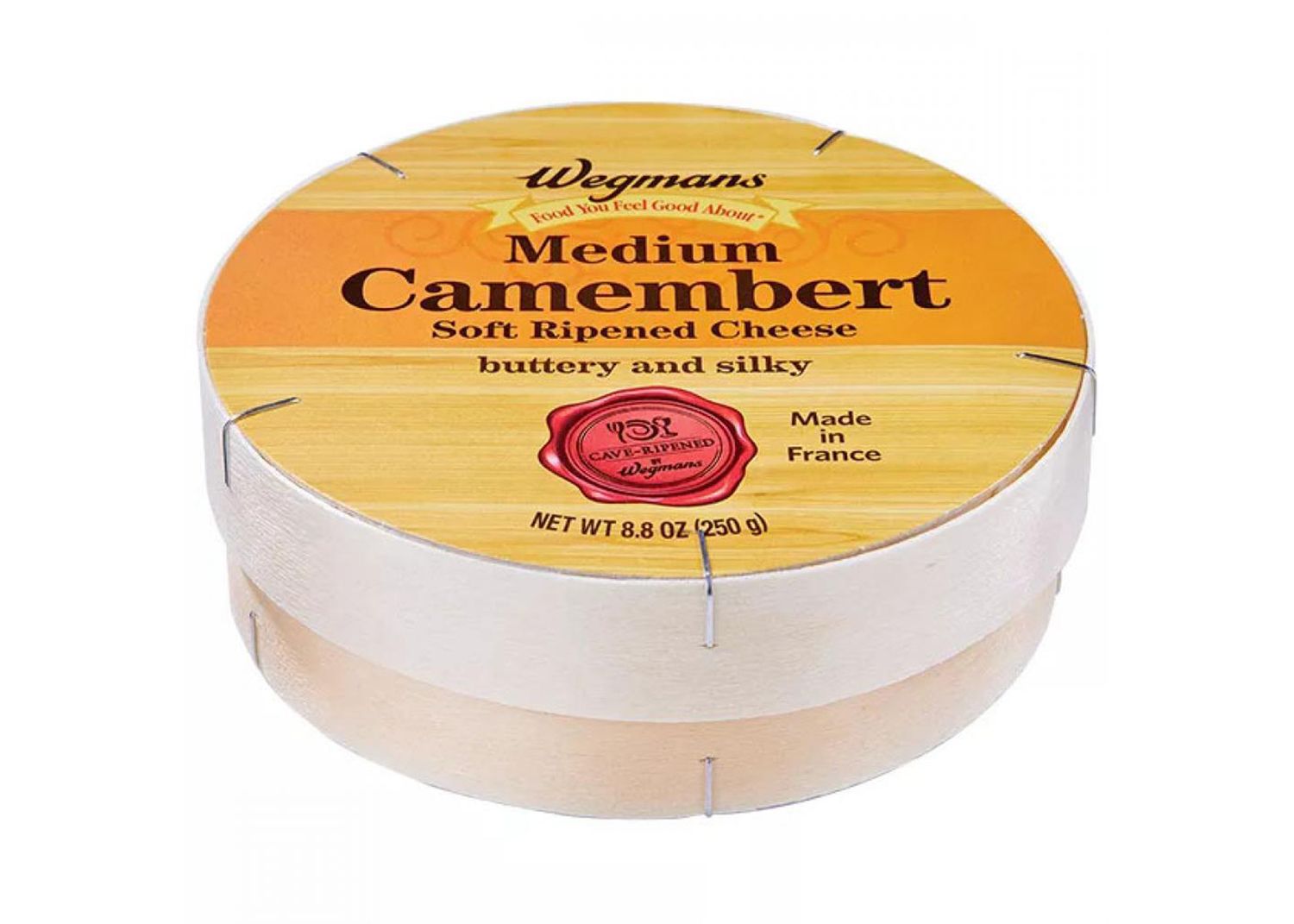 Wegmans Medium Camembert cheese in its packaging