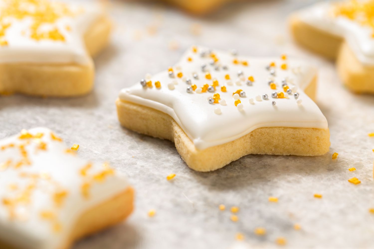 Star sugar cookie on a sheet pan