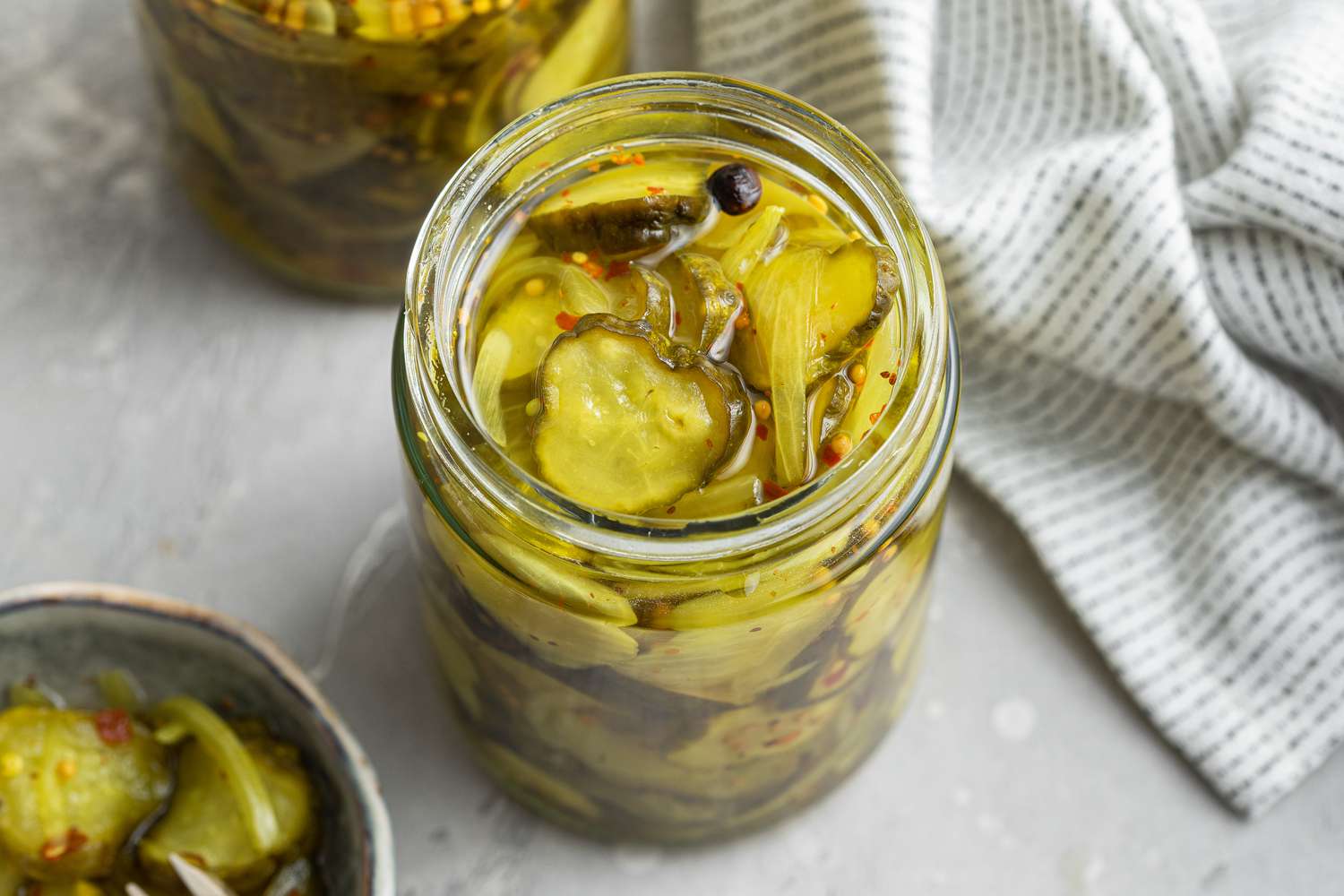 Bread and Butter Pickles in a Jar (No Lid)