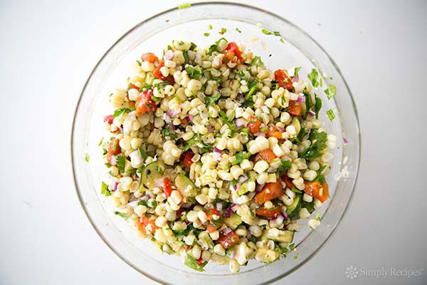mixed corn salad in bowl