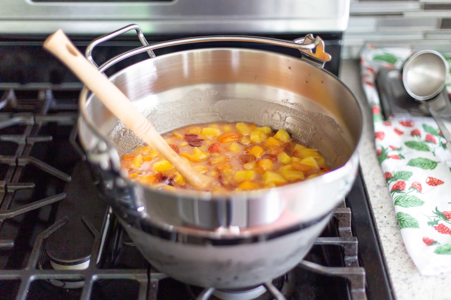 Peaches and Pineapples Macerating in Pot