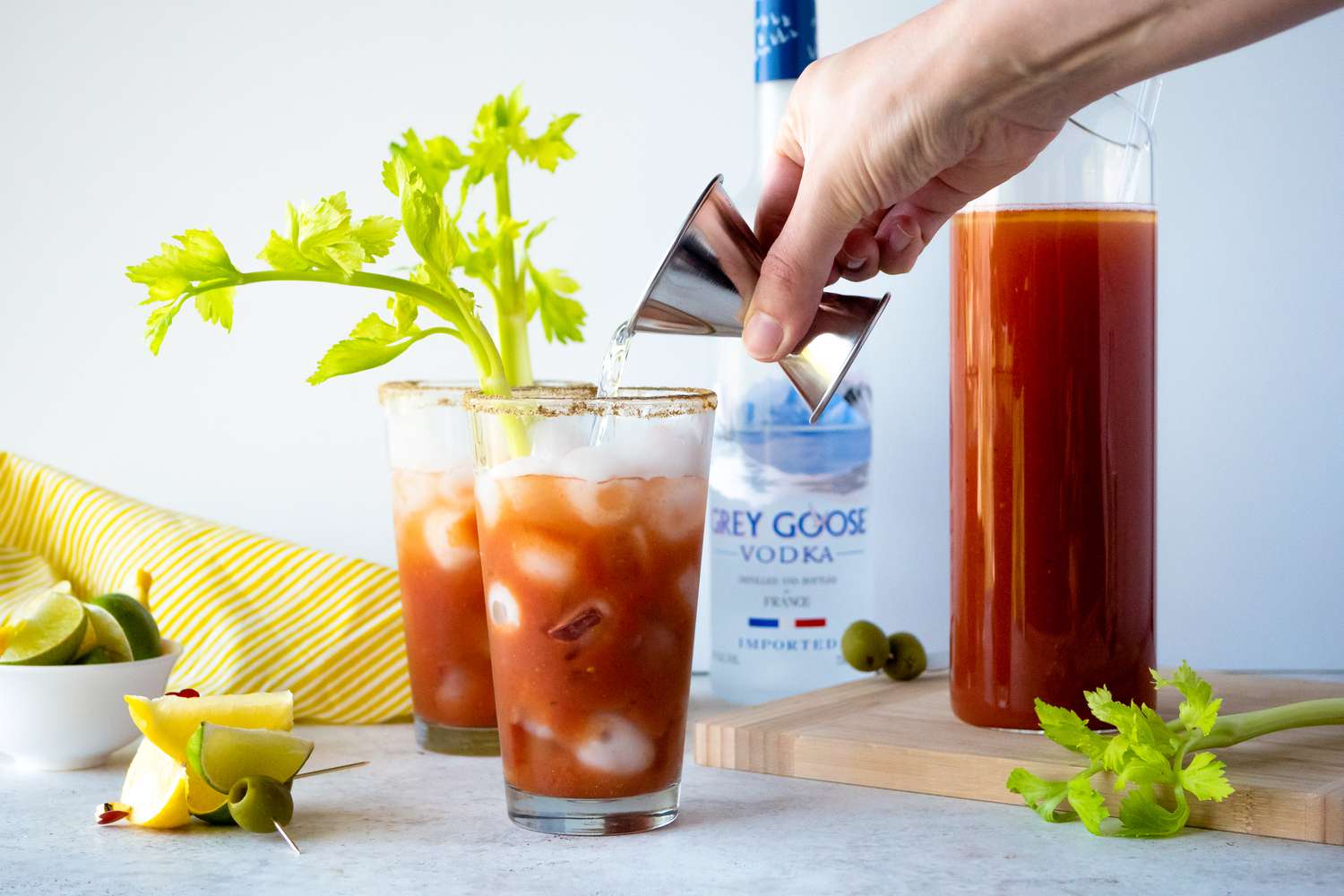 Easy Bloody Mary mix served with vodka.