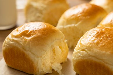 Close-up of golden yeast rolls