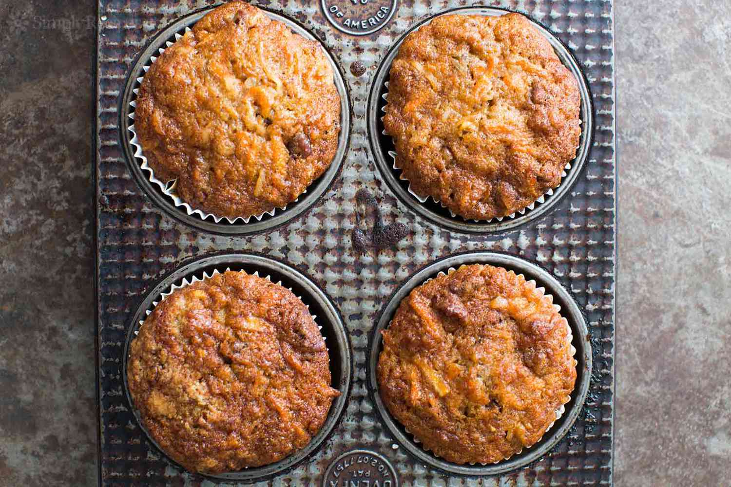 Apple Carrot Cupcakes in baking tin