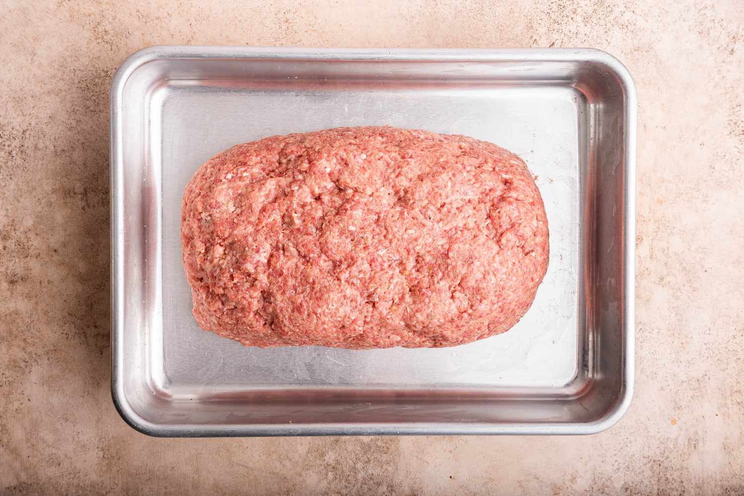 Meatloaf Shaped and Placed on a Baking Tray