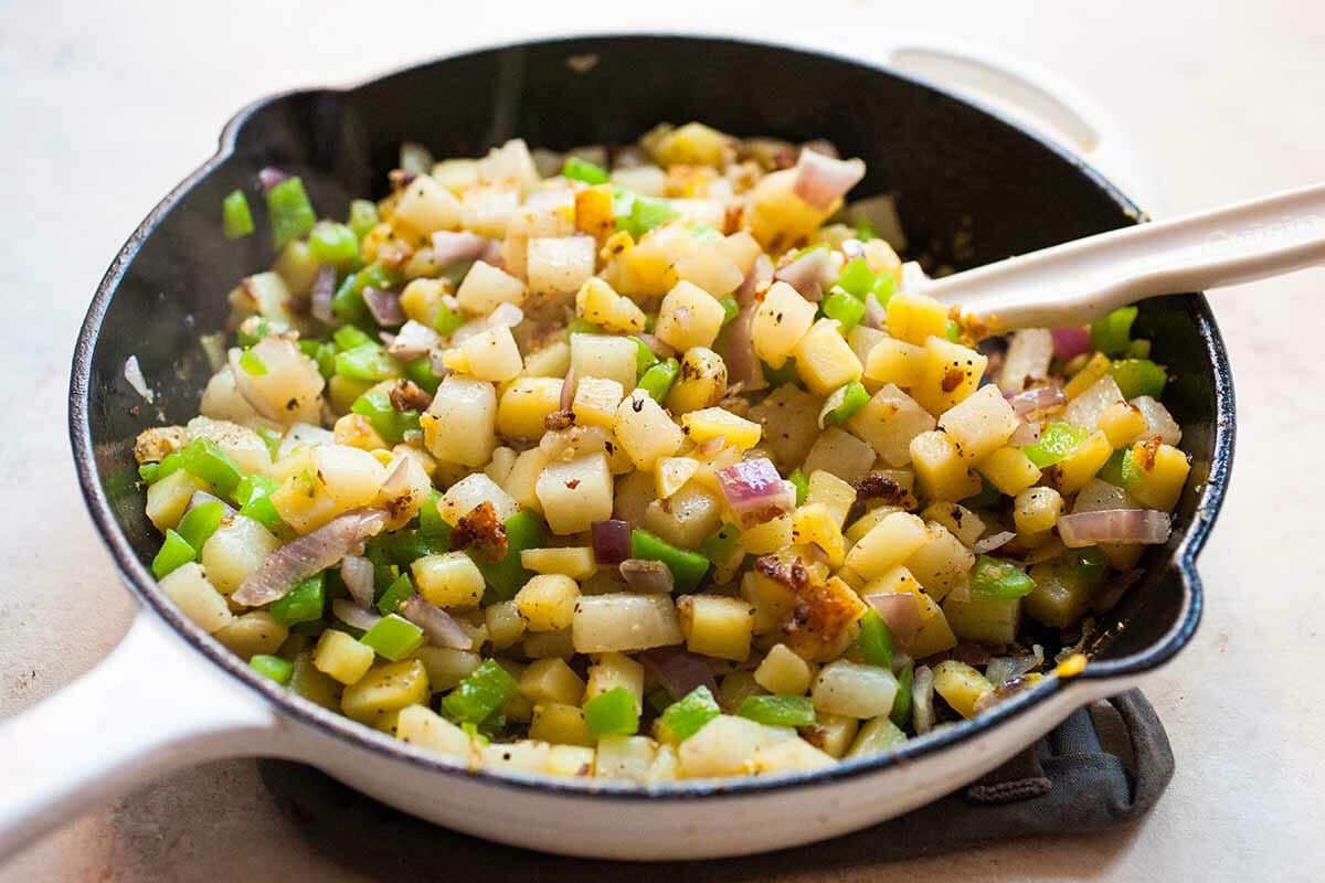 Easy Breakfast Burrito Recipe cook the vegetables