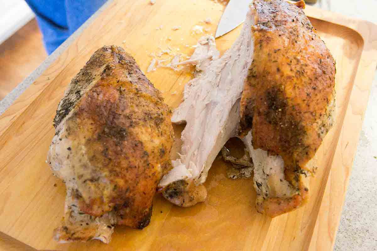 carve roasted turkey breast