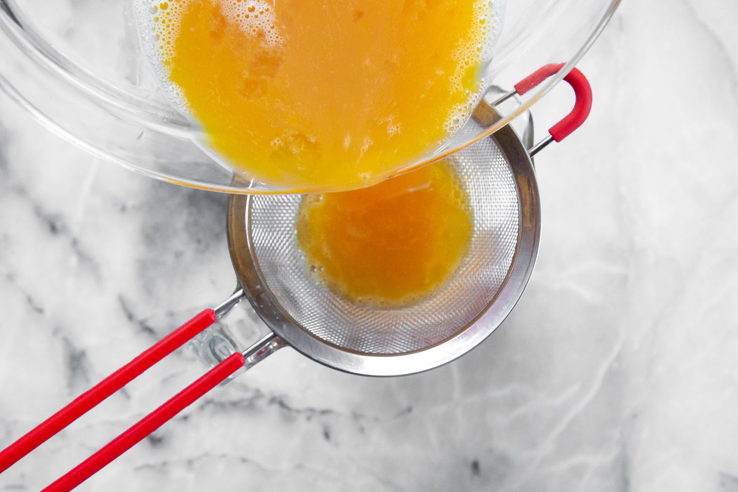 Strain Egg through a Sieve for Tamagoyaki