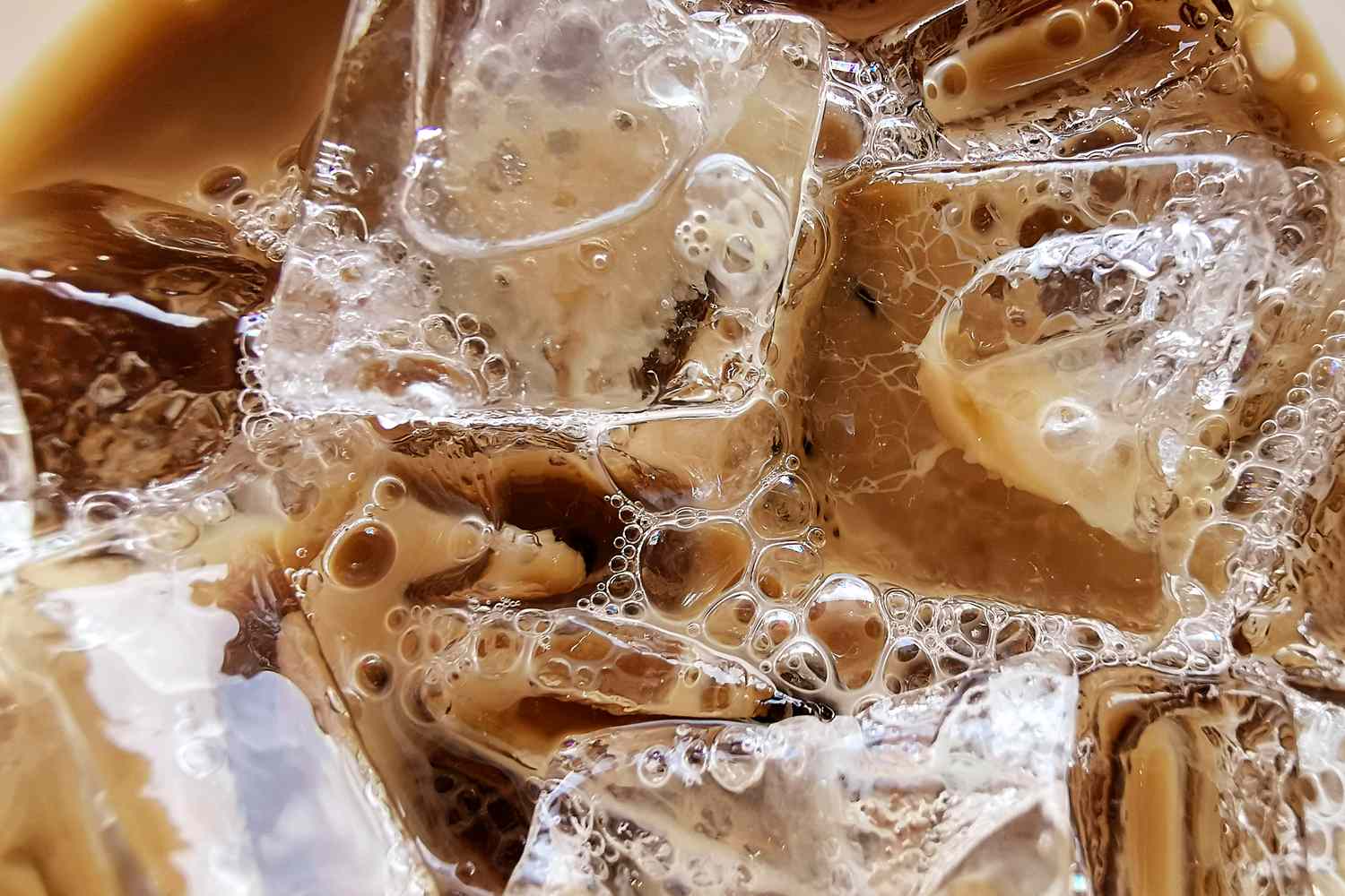 close up of iced coffee with carbonation