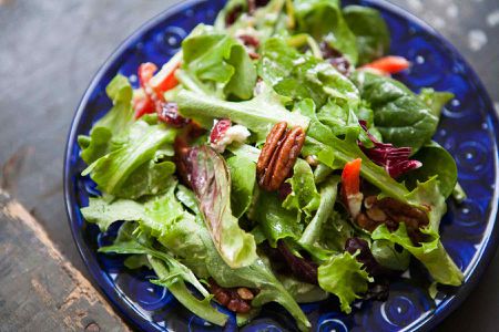 Mixed Green Salad with Pecans, Goat Cheese, Honey Mustard Vinaigrette