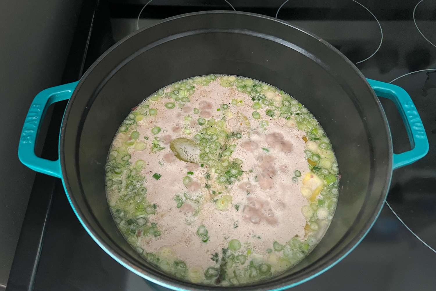 Beans in Dutch Oven for Jamaican Rice and Peas