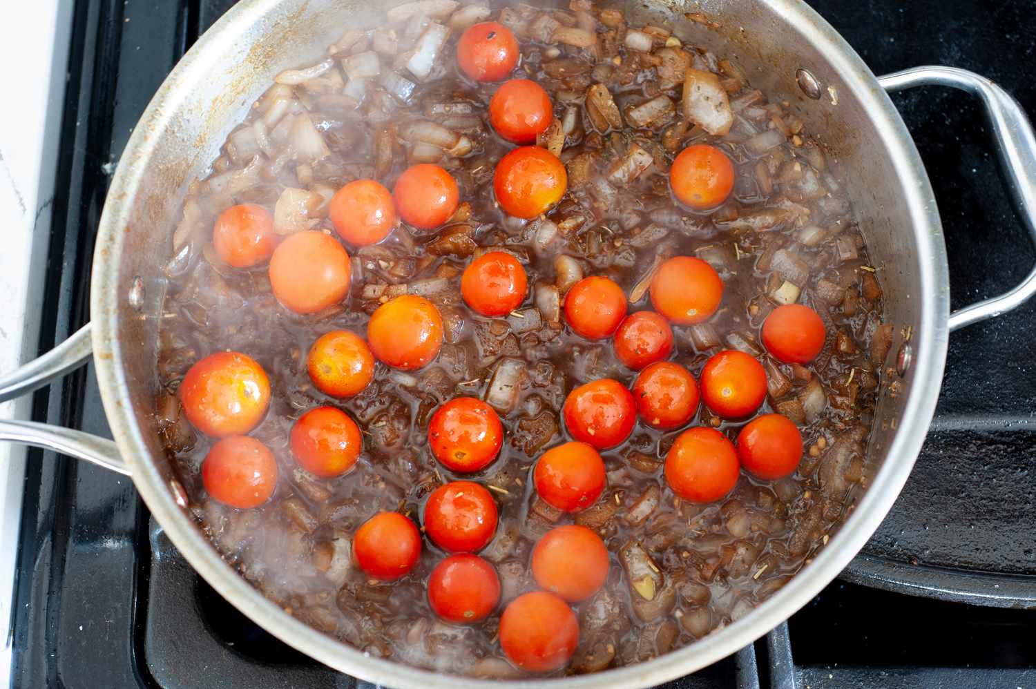 Add cherry tomatoes. 