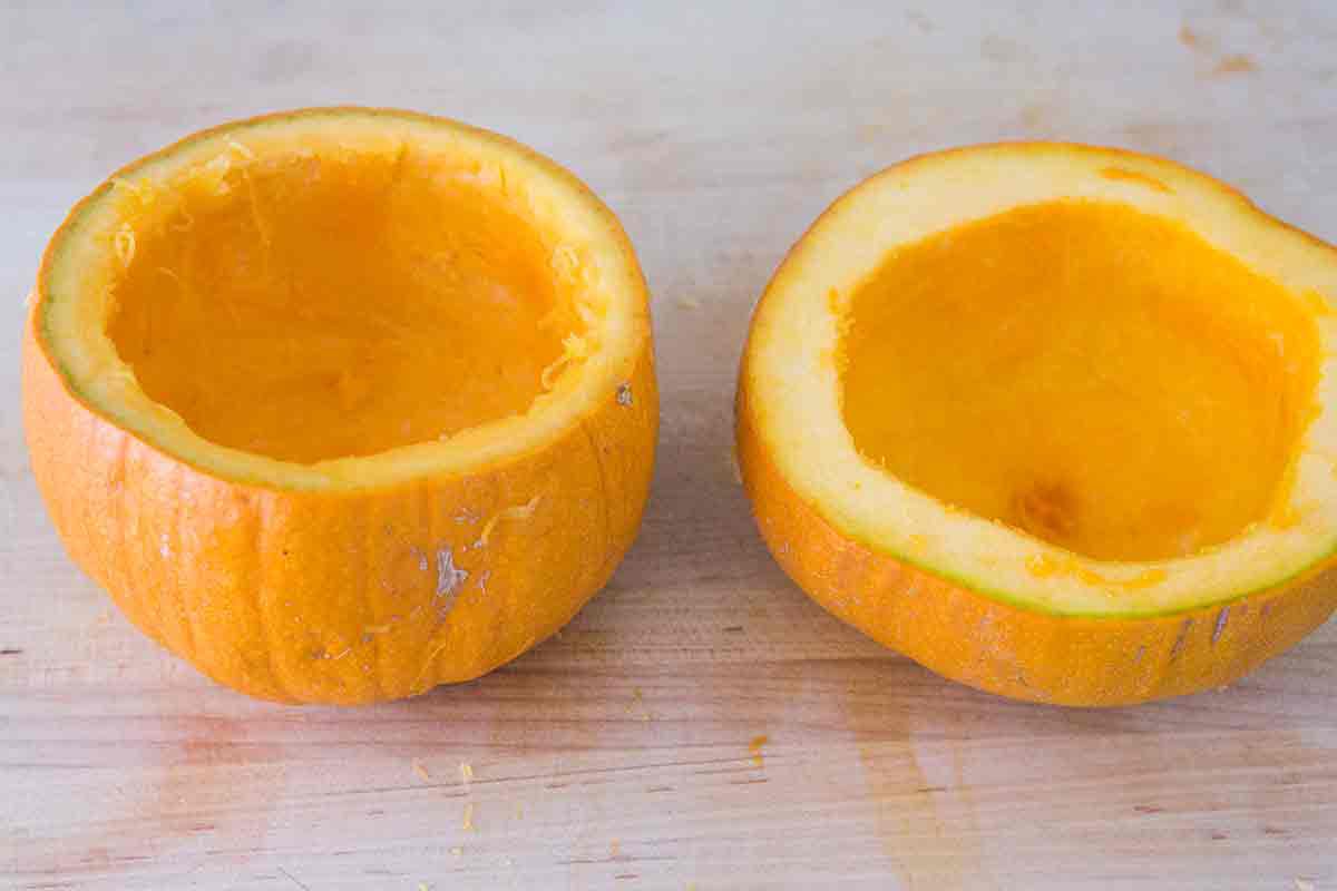 cleaned out pumpkin shells