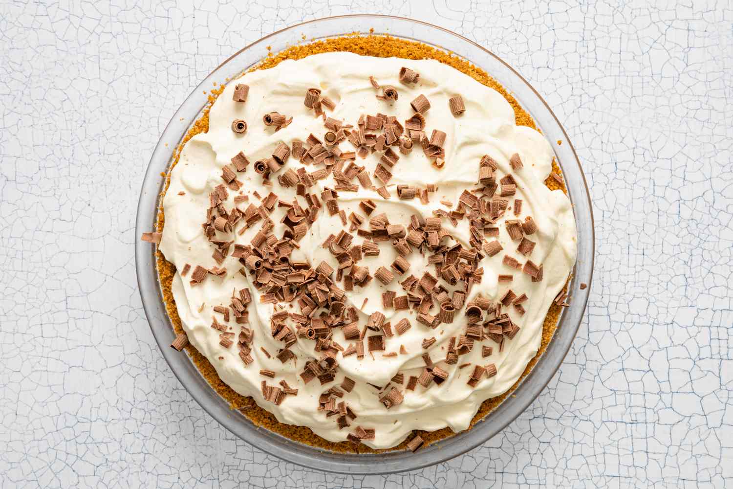 Shaved Chocolate Pieces Added to Banoffee Pie 