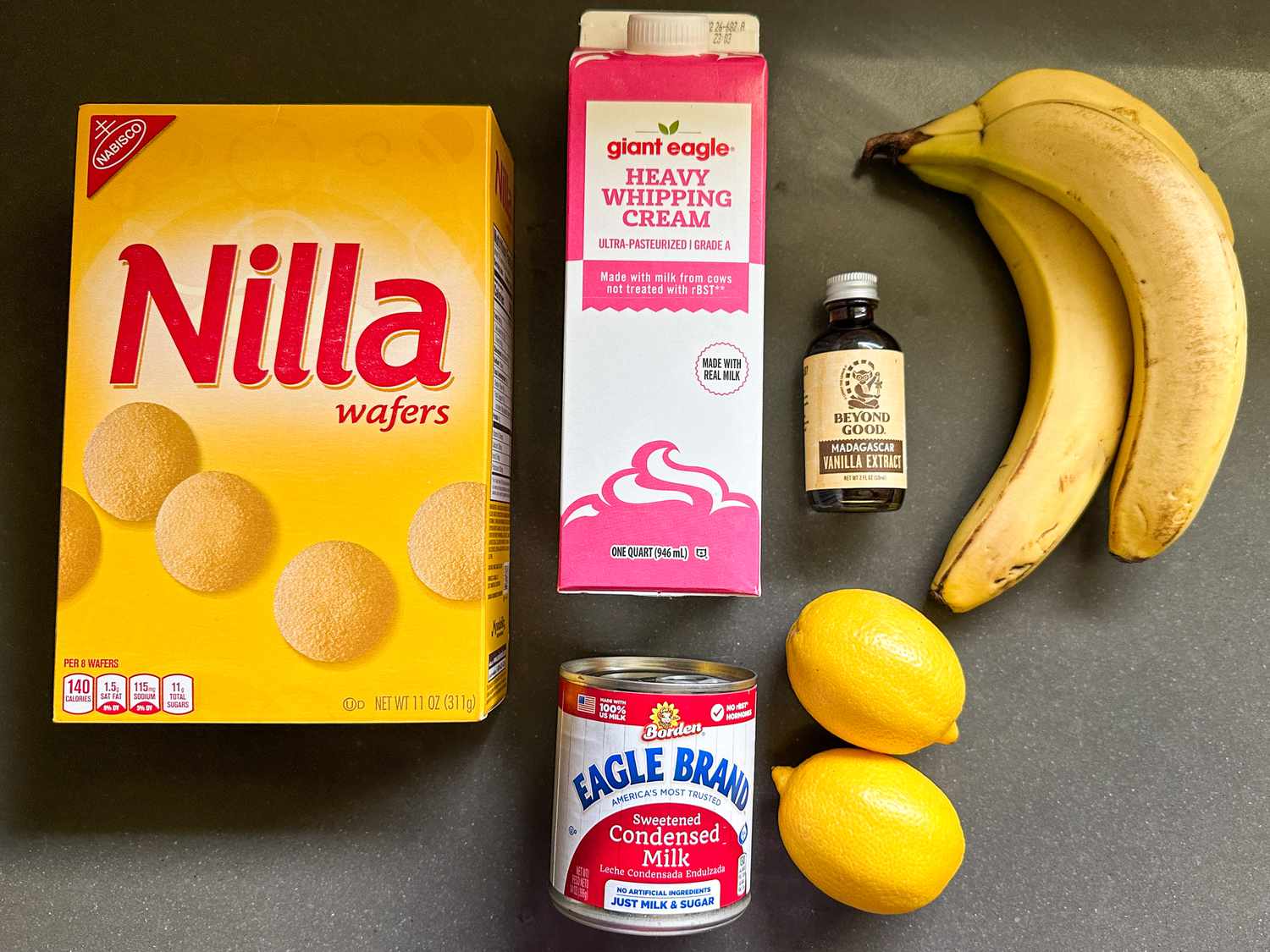 Ingredients to make no cook banana pudding