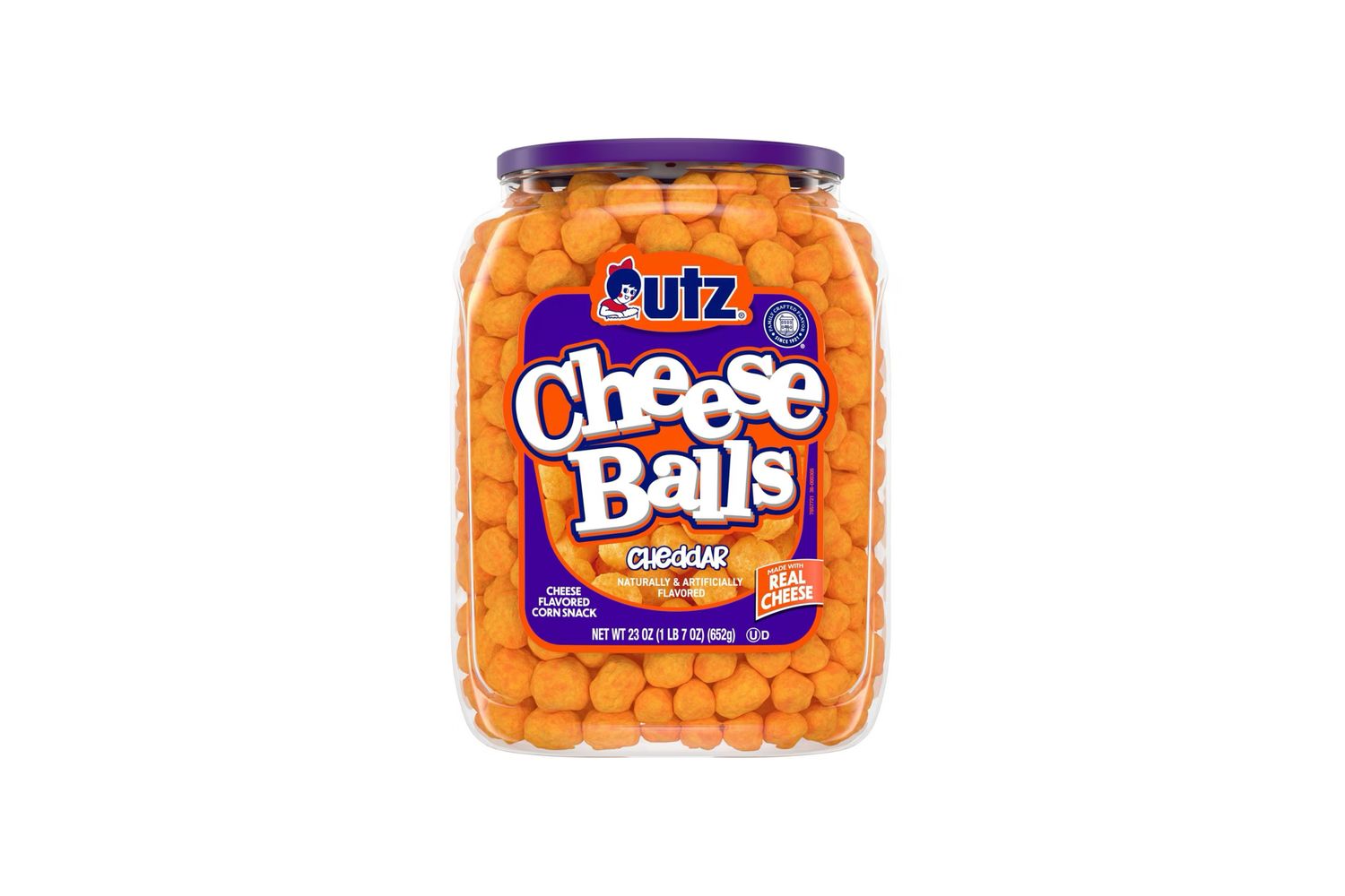 Large container of Utz Cheese Balls
