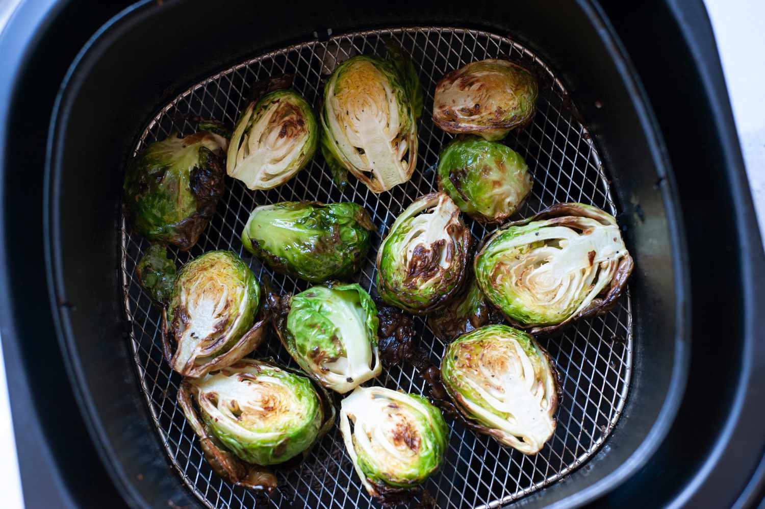 Air Fryer Brussels Sprouts in Air Fryer Basin