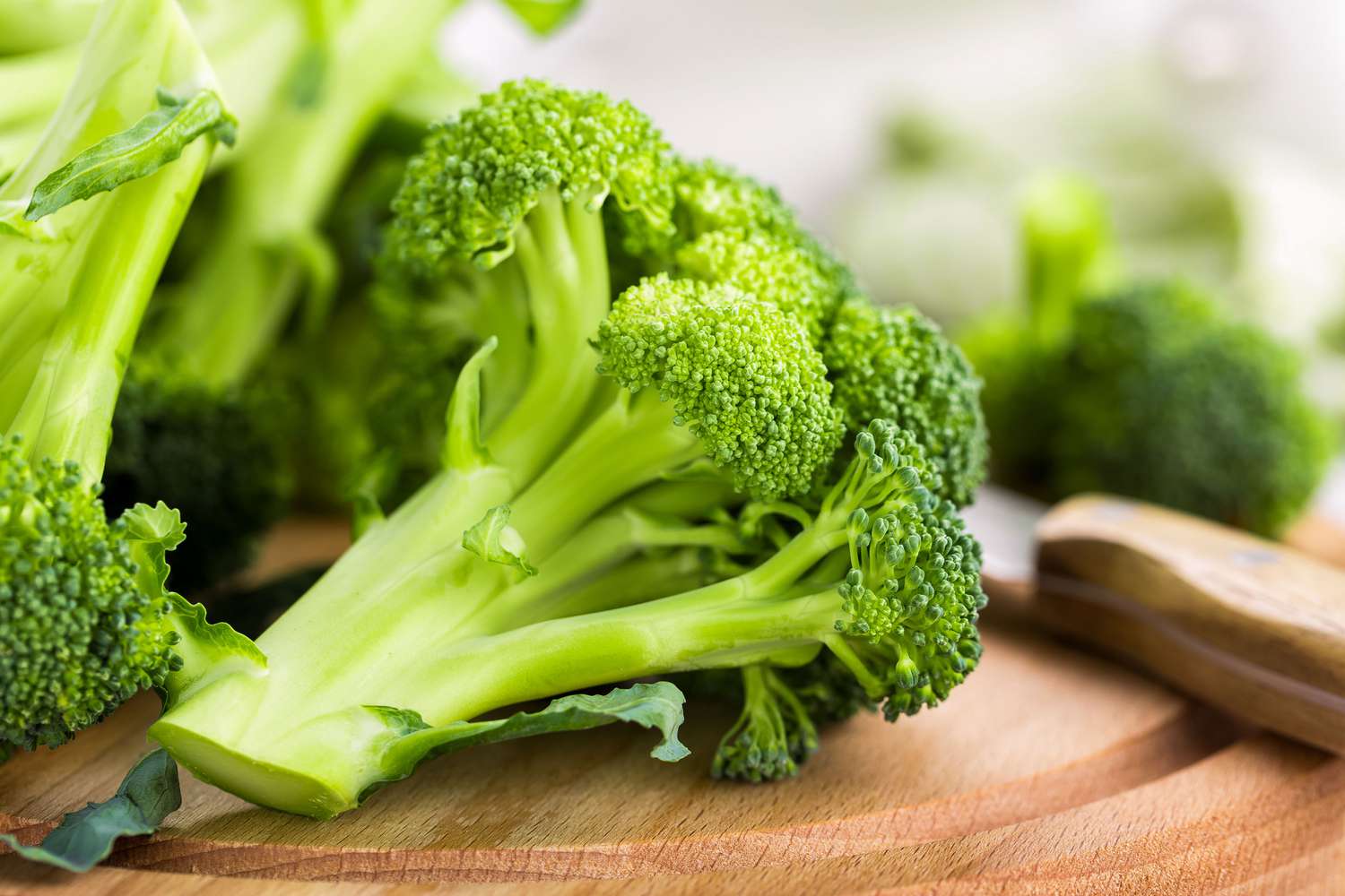 close up of a head of broccoli