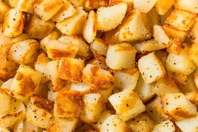 Homemade Fried Potato Hash Browns with Salt and Pepper