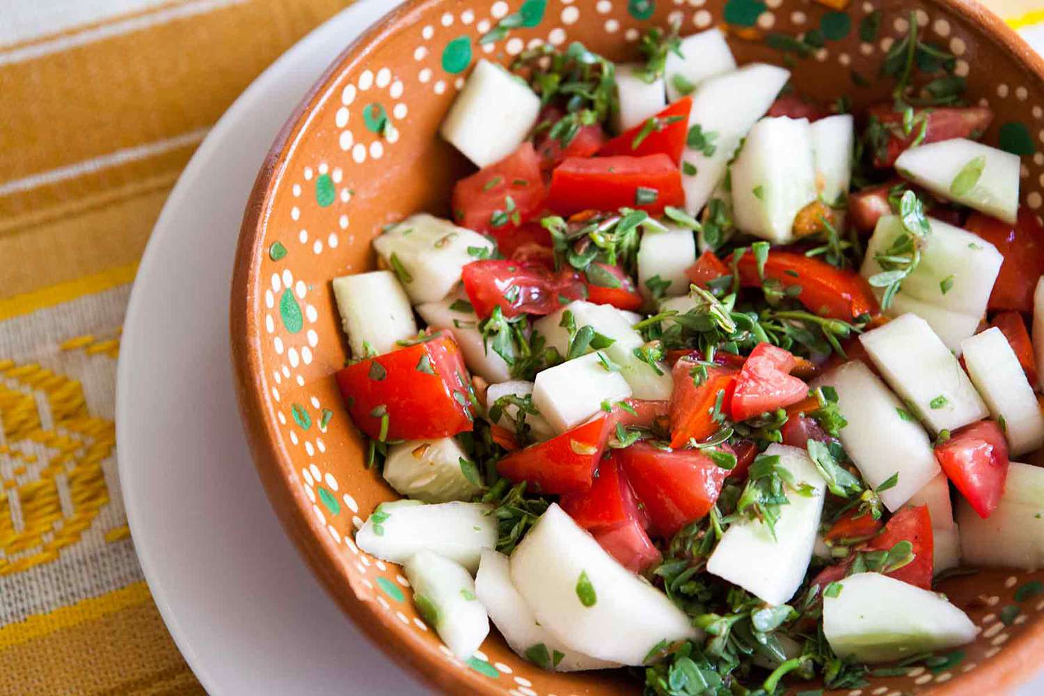 Tomato Cucumber Purslane Salad