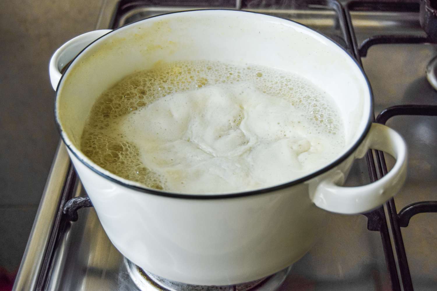 Lentils Boiling on a Stove for Lentils and Spinach Curry Recipe