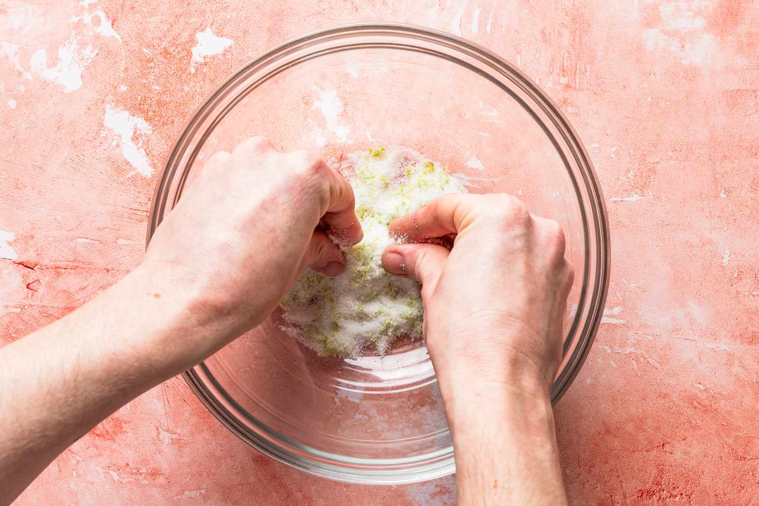 lime zest massaged into the sugar for raspberry lime rickey bars recipe