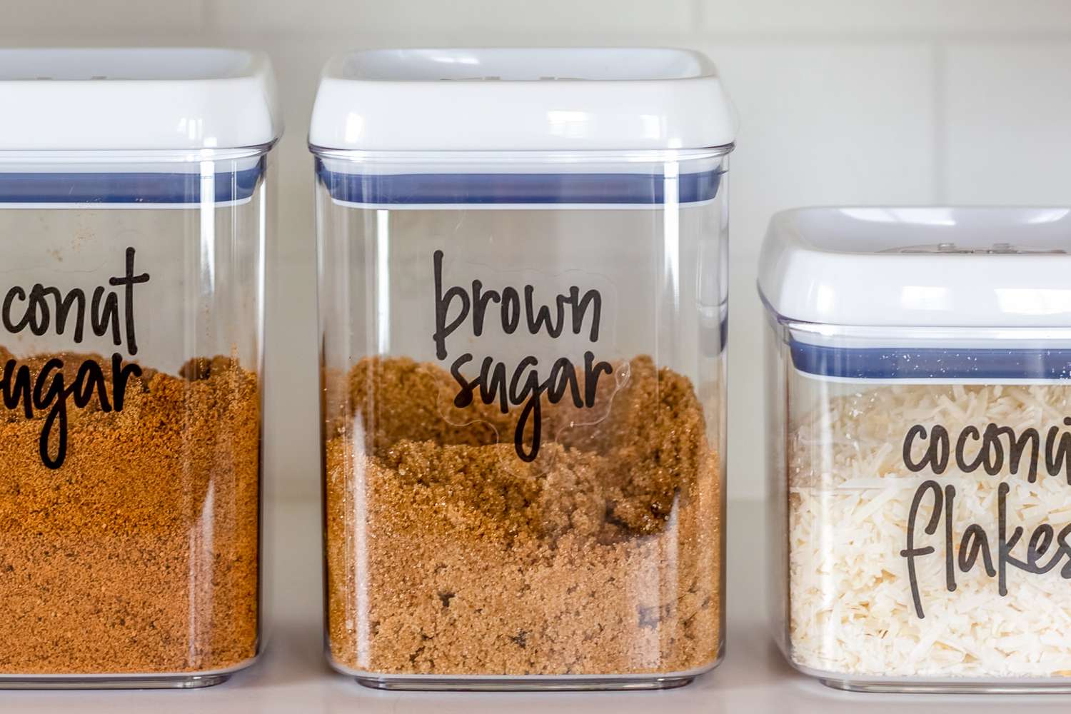 Brown sugar in a plastic storage container