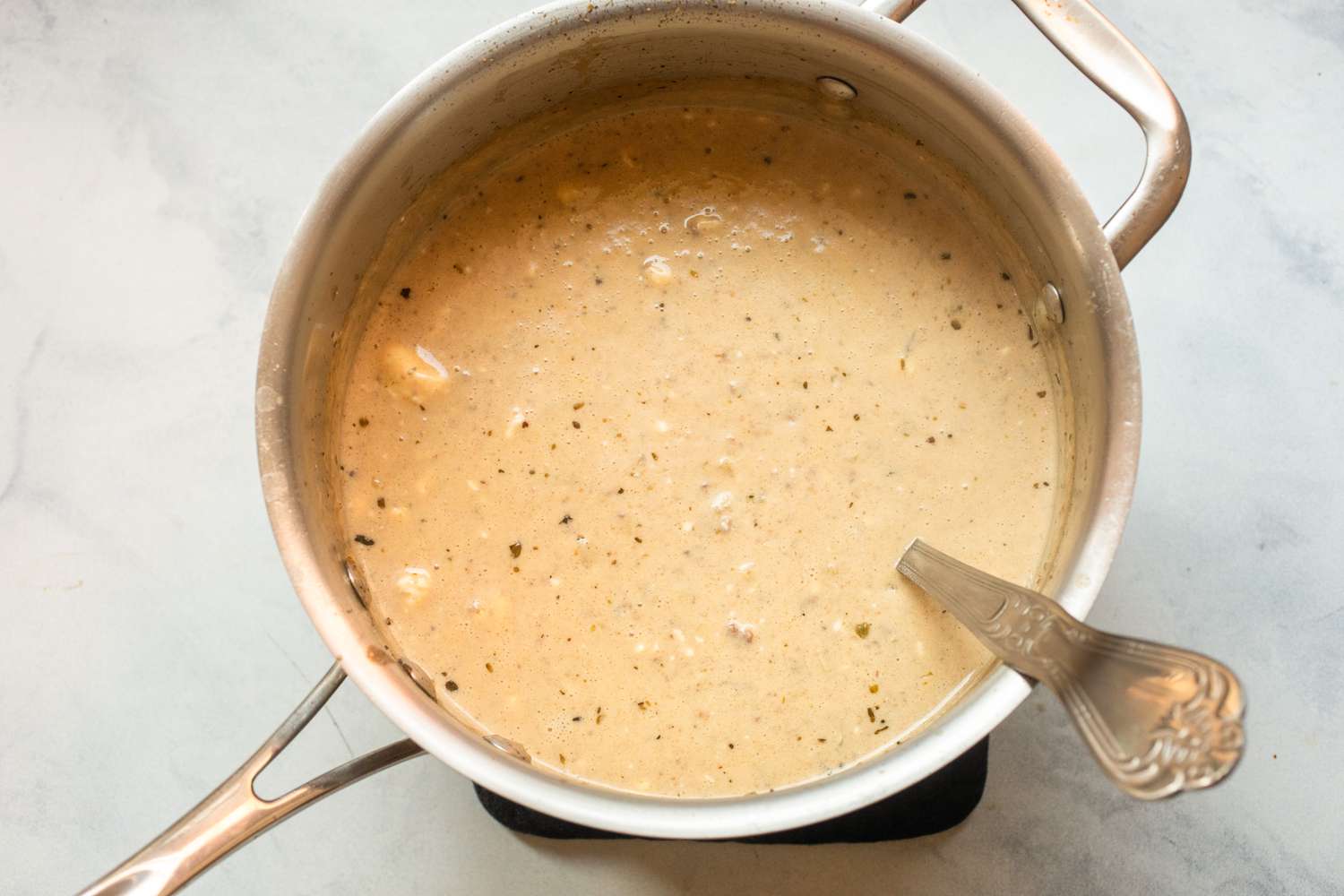 Do not boil the soup because it will get grainy.