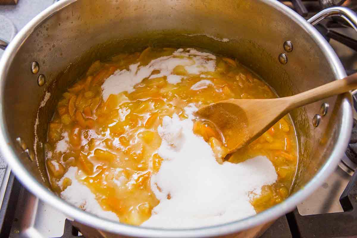 stir sugar into marmalade mixture