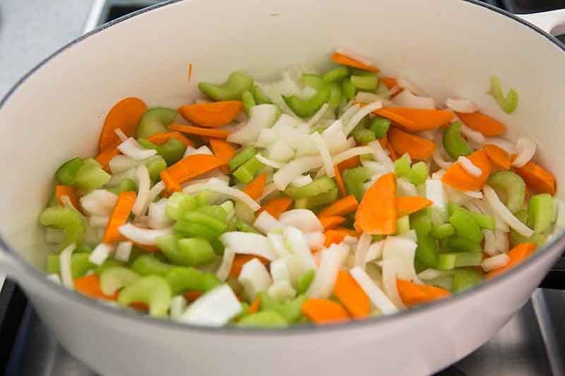 Sautéd onions, celery, carrots and garlic