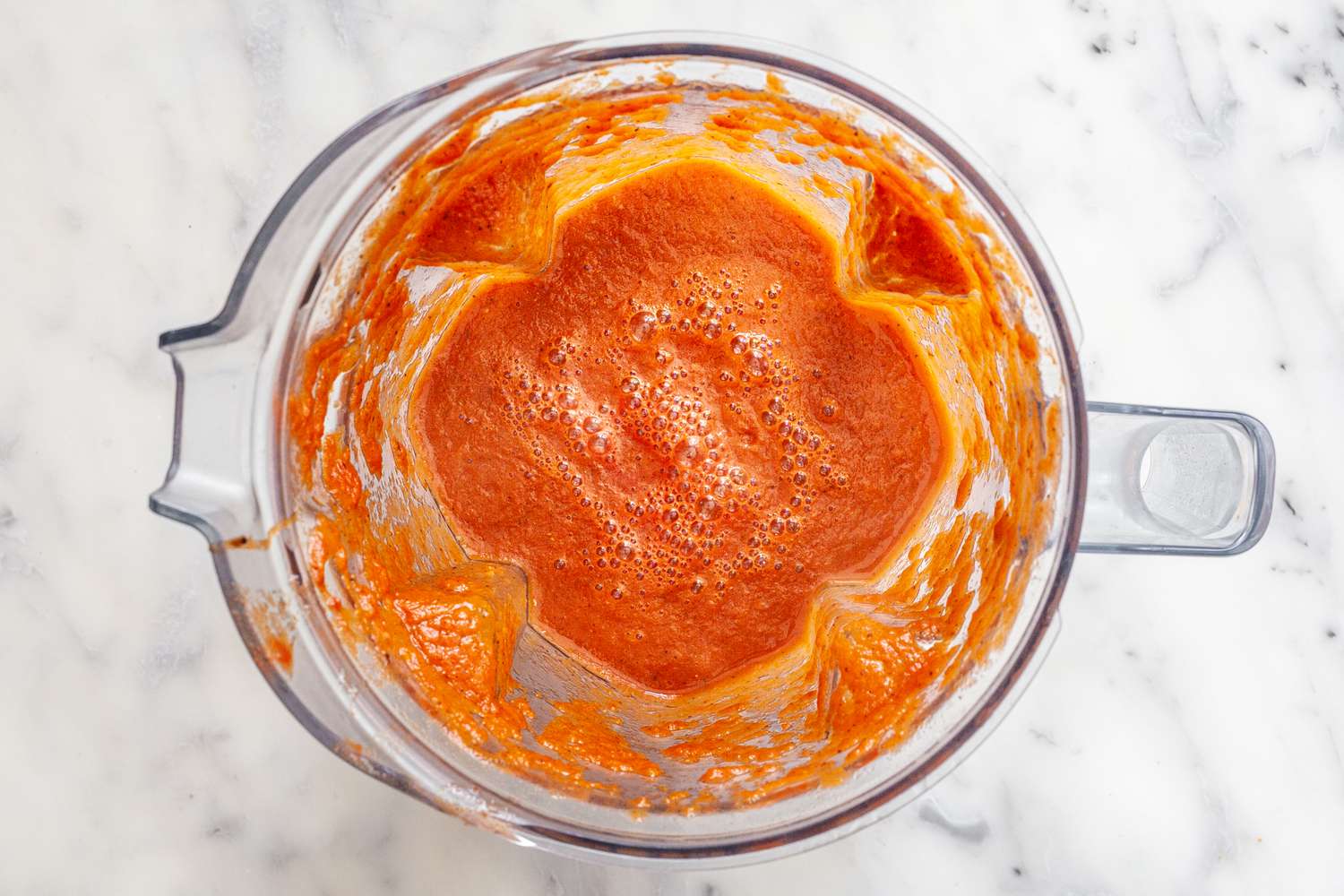 Soup Ingredients Blended Together until Smooth for Chicken Enchilada Soup