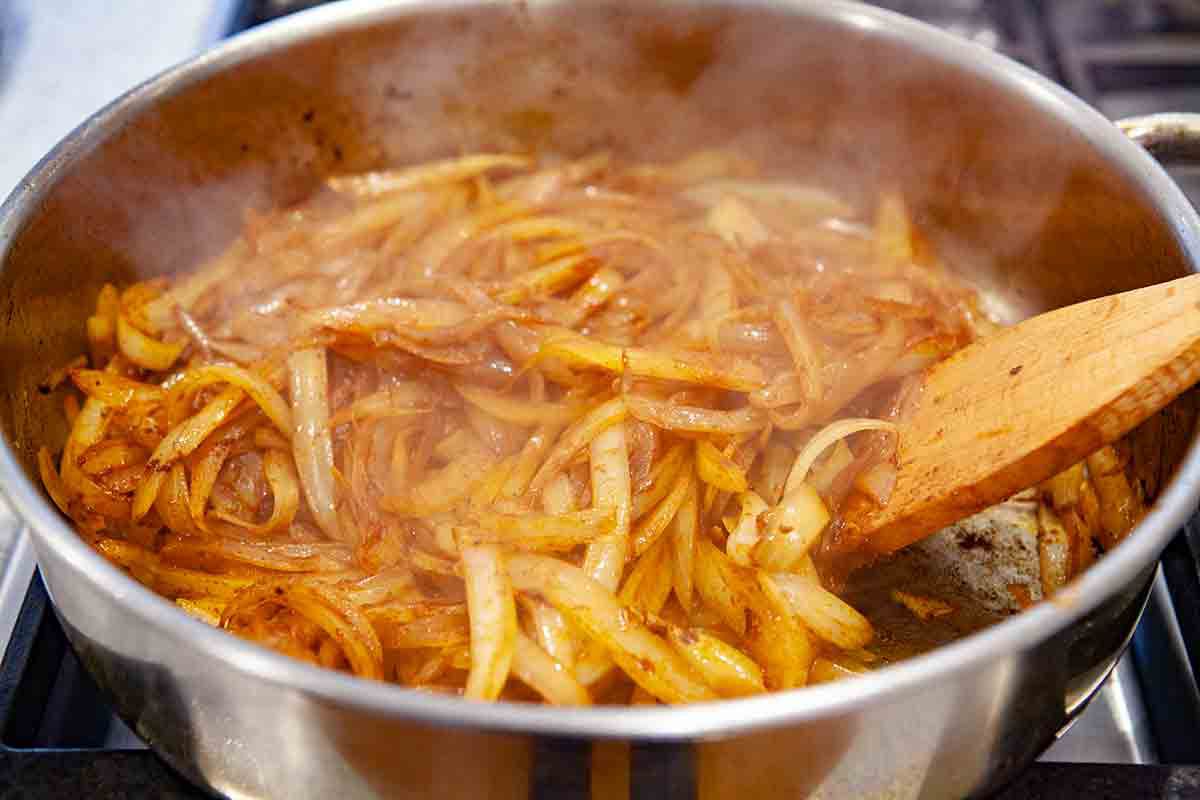 add paprika to onions for chicken paprikash