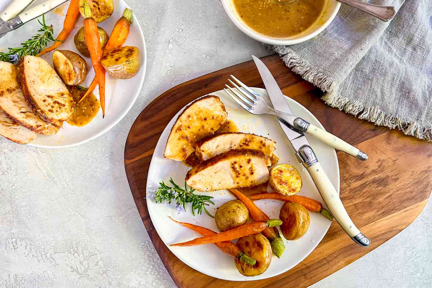 Turkey Tenderloin on a Plate with Potatoes and Carrots