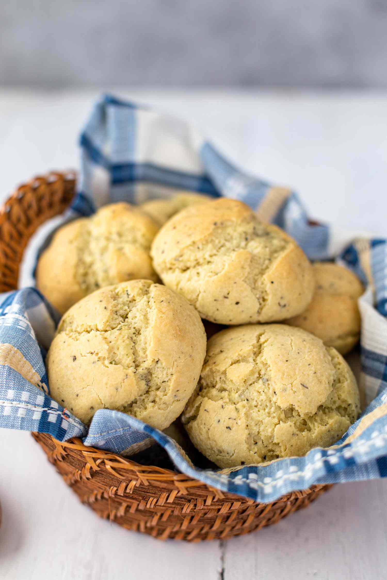 Gluten-Free Dinner Rolls with Garlic and Herbs in a Basket