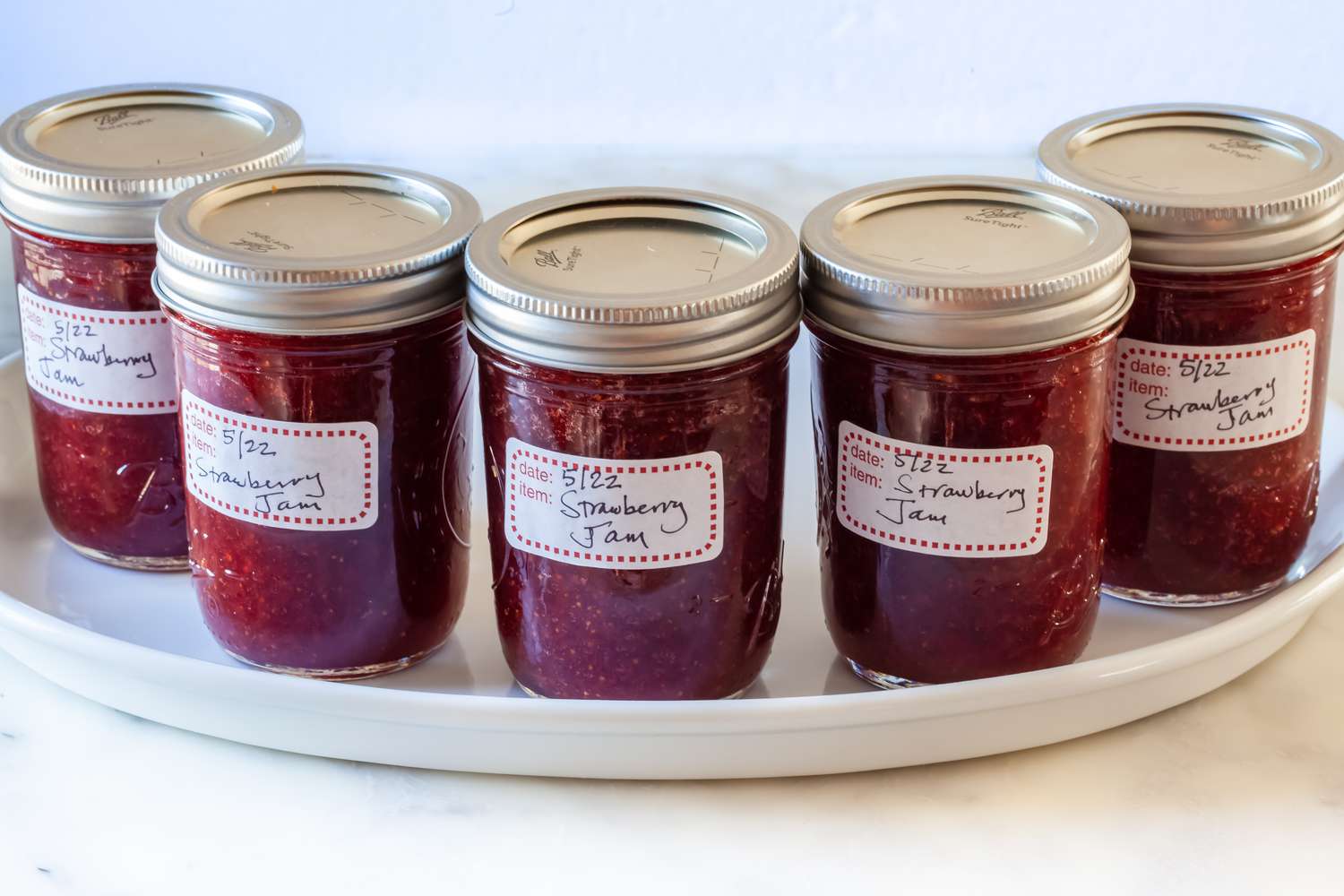 Labeled Strawberry Jam Jars 