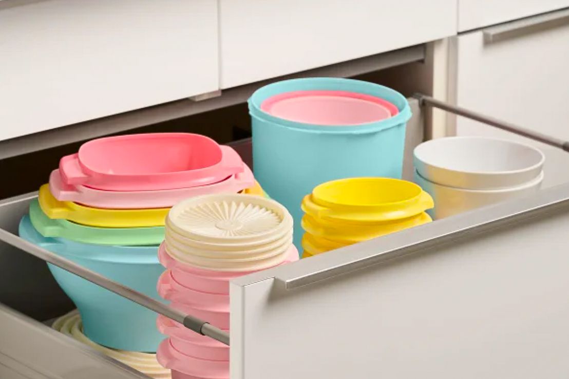 Costco Tupperware in a kitchen drawer
