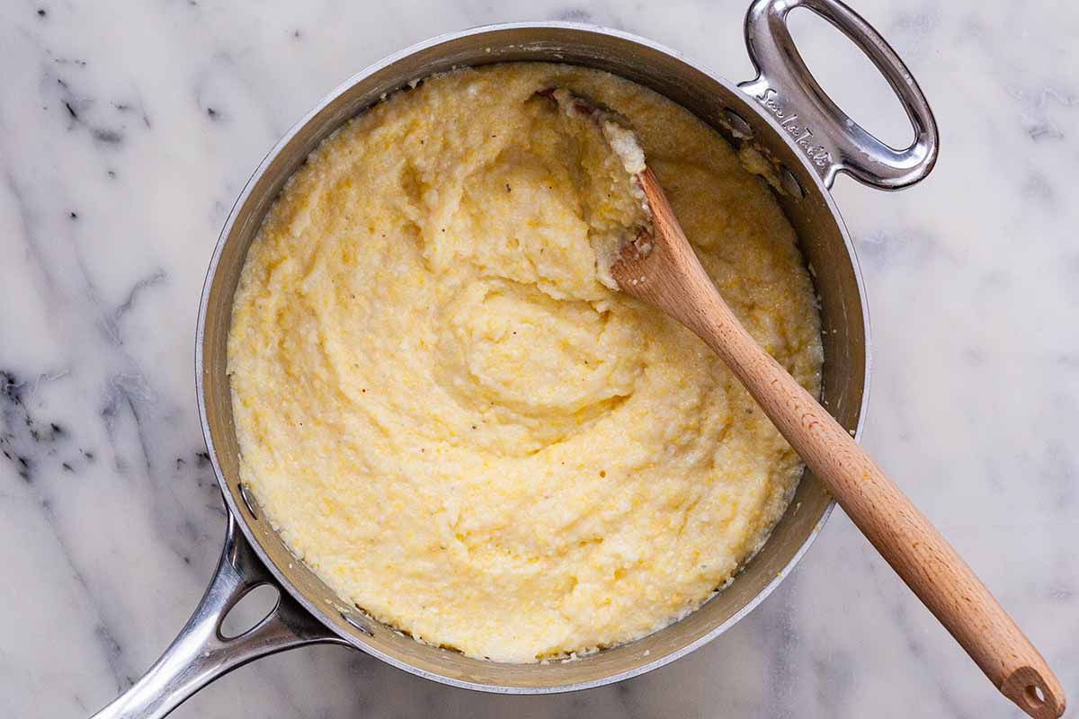 Breakfast Casserole with Grits - grits in pot