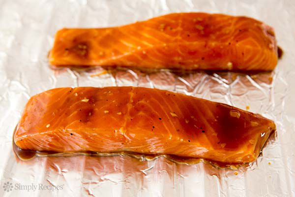 salmon on foil to go under broiler