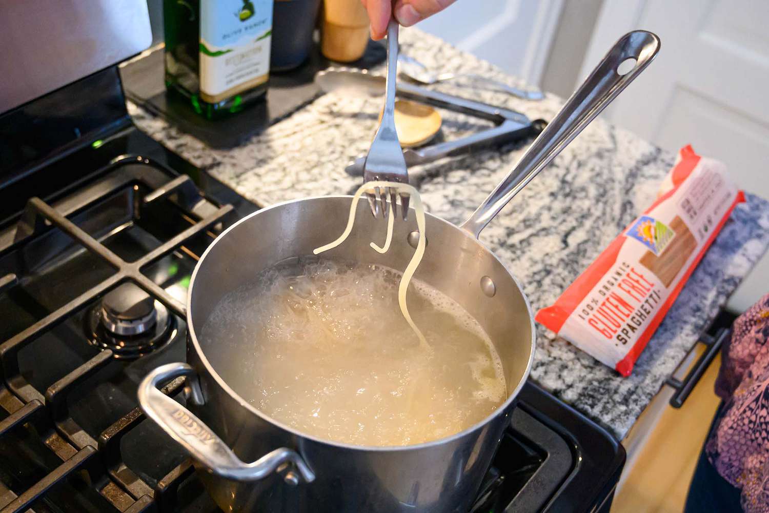 Check gluten-free pasta before cook time