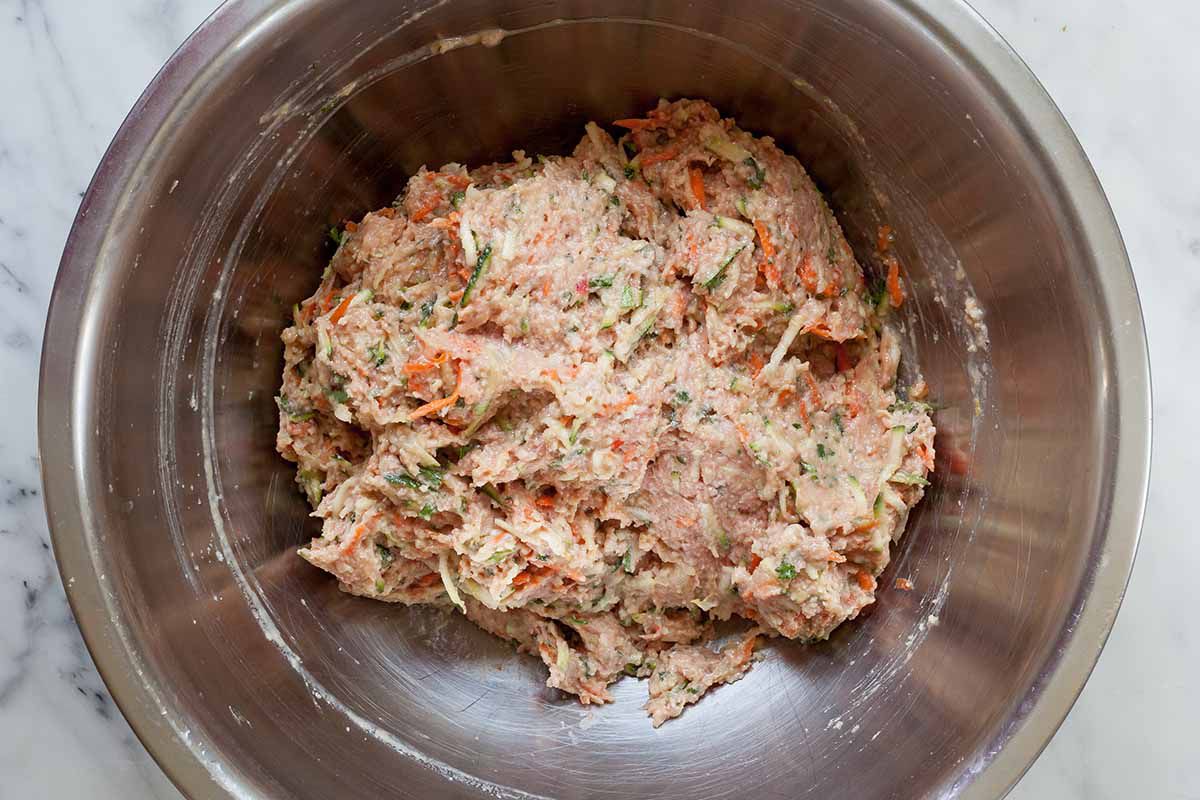 Turkey Meatloaf mixture in a mixing bowl