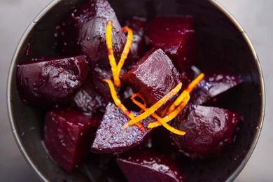 Easy oven-roasted beets in a serving bowl