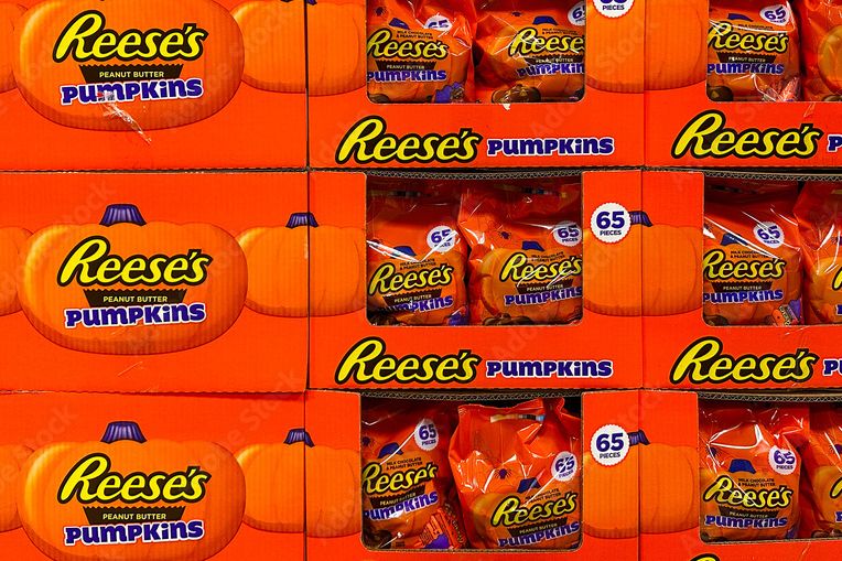 Reeses Peanut Butter Pumpkins displayed in packaging