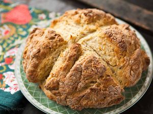 Caraway Soda Bread on a green plate