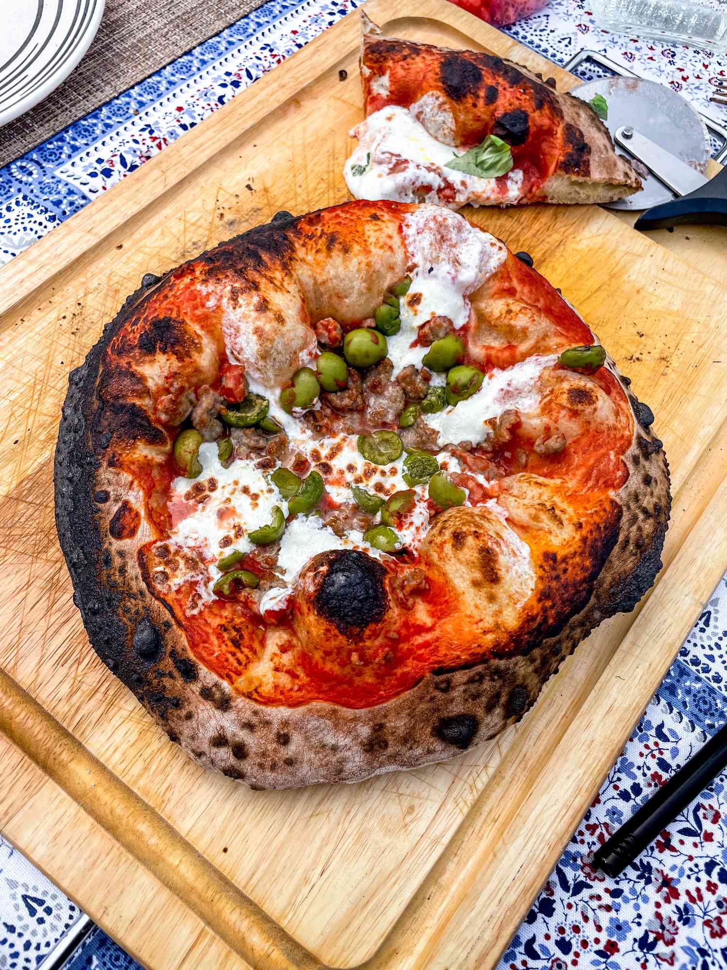 Pizza on a cutting board