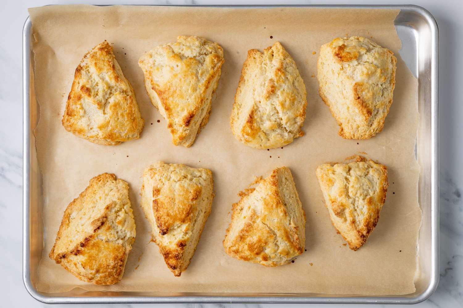 Baked Lemon Scones on Tray with Parchment